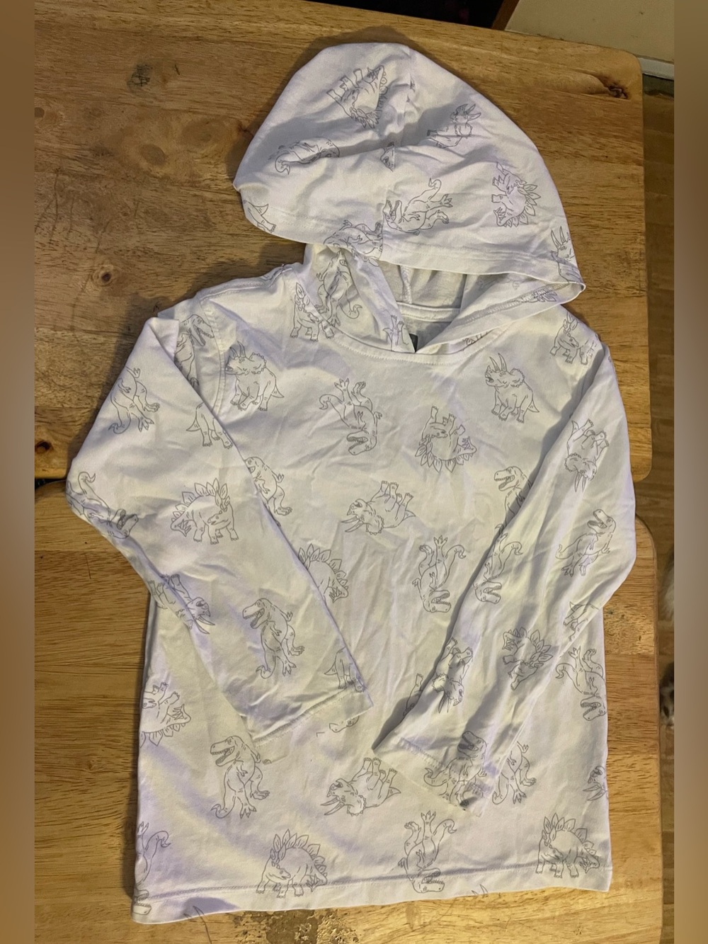 White Kids Hoodie with Dinosaur Outline Print-size 6 -365 Kids
